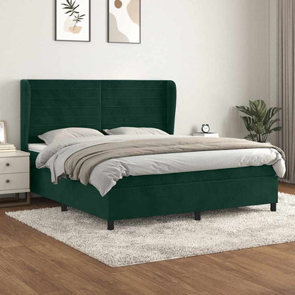 Giroletto a Molle con Materasso Verde Scuro 180x200 cm Velluto