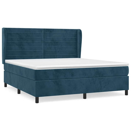 Giroletto a Molle con Materasso Blu Scuro 180x200 cm in Velluto | homemem39