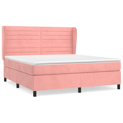 Giroletto a Molle con Materasso Rosa 180x200 cm in Velluto | homemem39