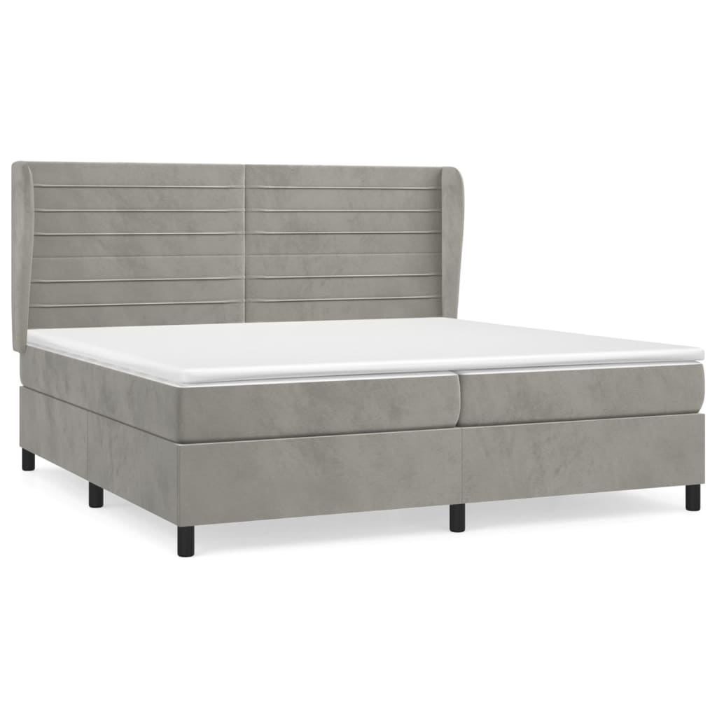 Giroletto a Molle con Materasso Grigio Chiaro 200x200cm Velluto | homemem39