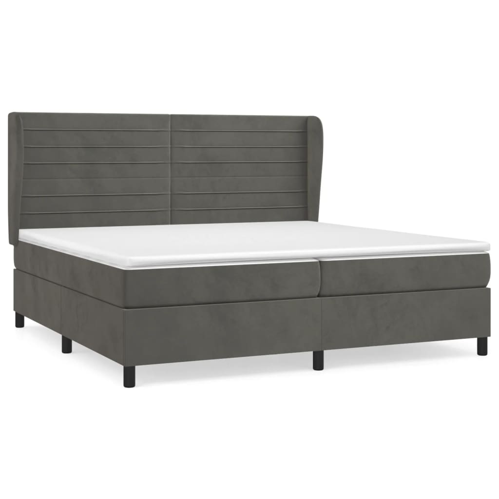 Giroletto a Molle con Materasso Grigio Scuro 200x200 cm Velluto | homemem39