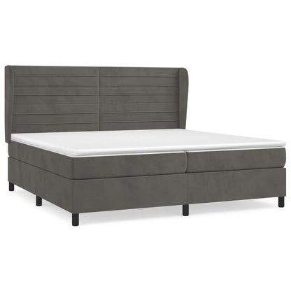 Giroletto a Molle con Materasso Grigio Scuro 200x200 cm Velluto | homemem39