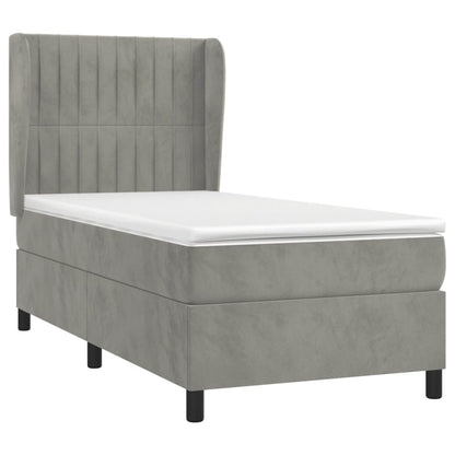 Giroletto a Molle con Materasso Grigio Chiaro 80x200 cm Velluto | homemem39