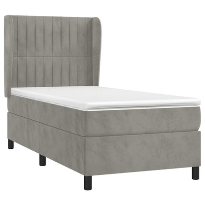 Giroletto a Molle con Materasso Grigio Chiaro 80x200 cm Velluto