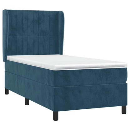 Giroletto a Molle con Materasso Blu Scuro 80x200 cm in Velluto | homemem39