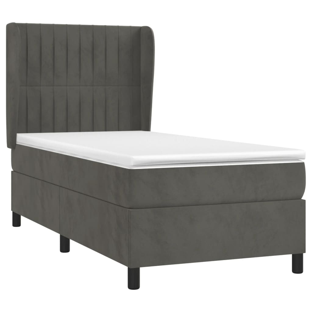 Giroletto a Molle con Materasso Grigio Scuro 90x190 cm Velluto | homemem39