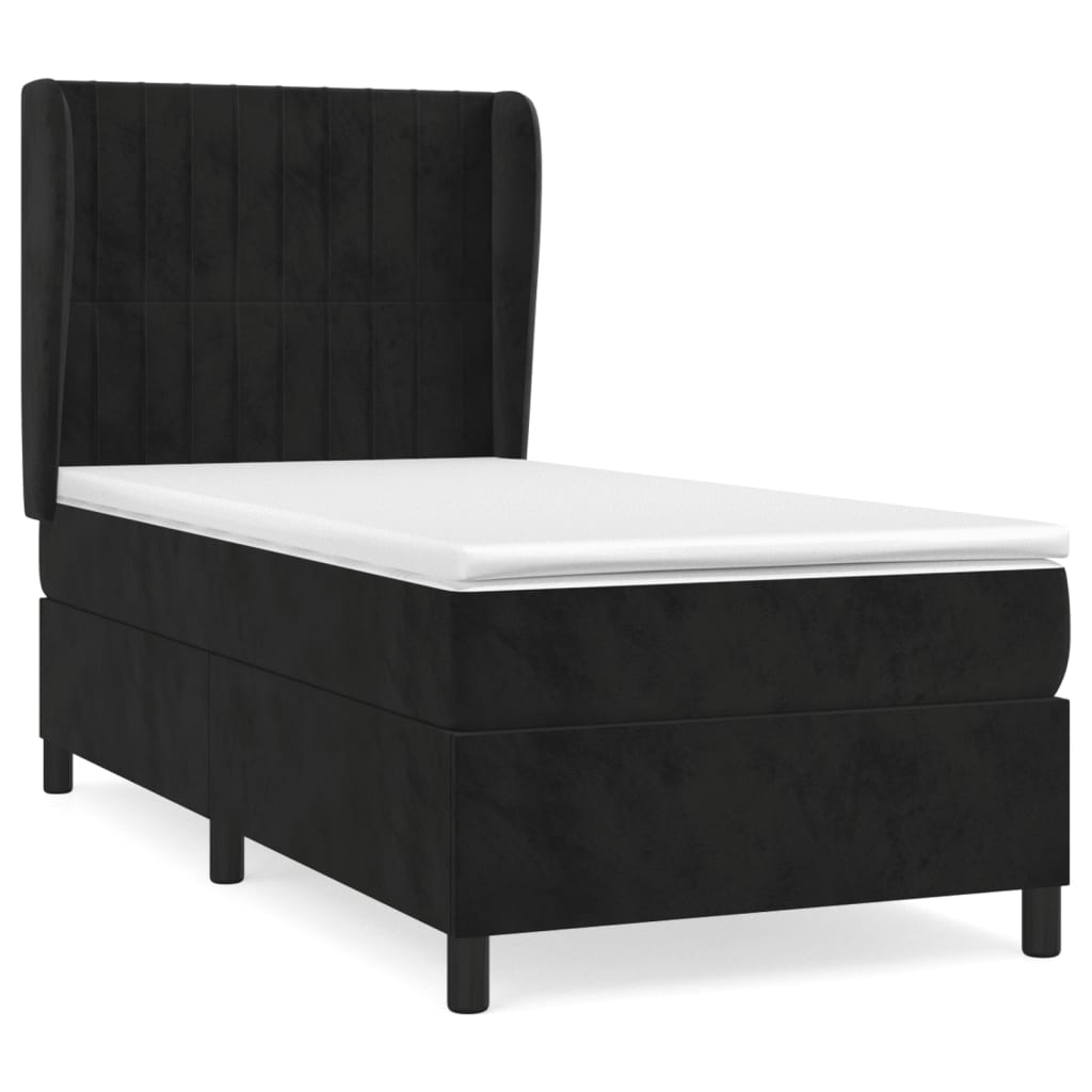 Giroletto a Molle con Materasso Nero 90x190 cm in Velluto | homemem39