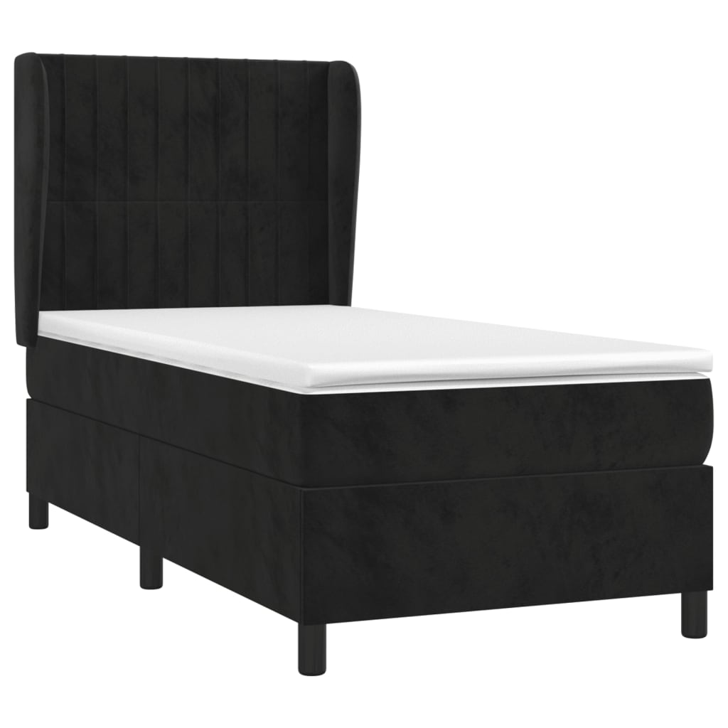 Giroletto a Molle con Materasso Nero 90x190 cm in Velluto | homemem39