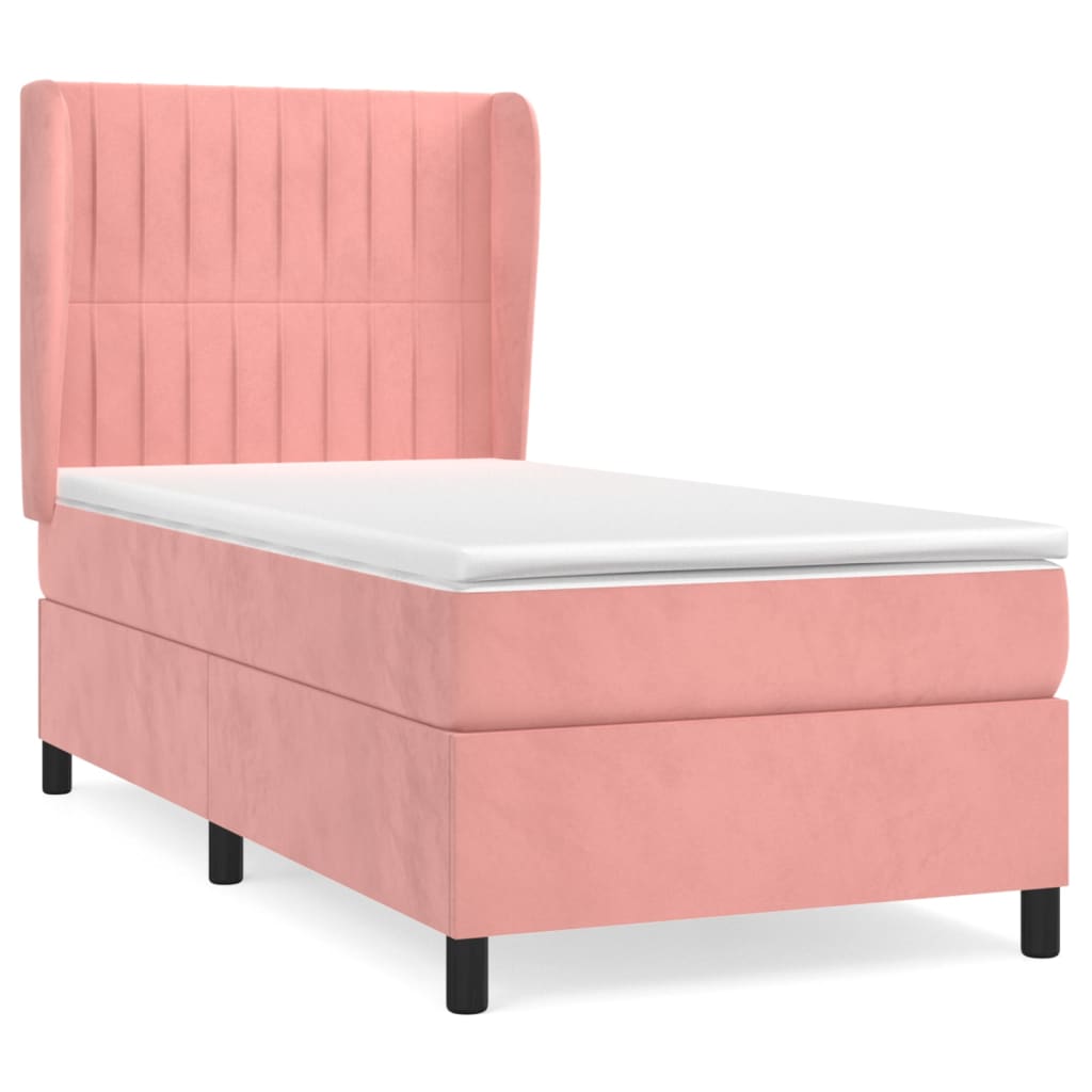 Giroletto a Molle con Materasso Rosa 90x190 cm in Velluto | homemem39