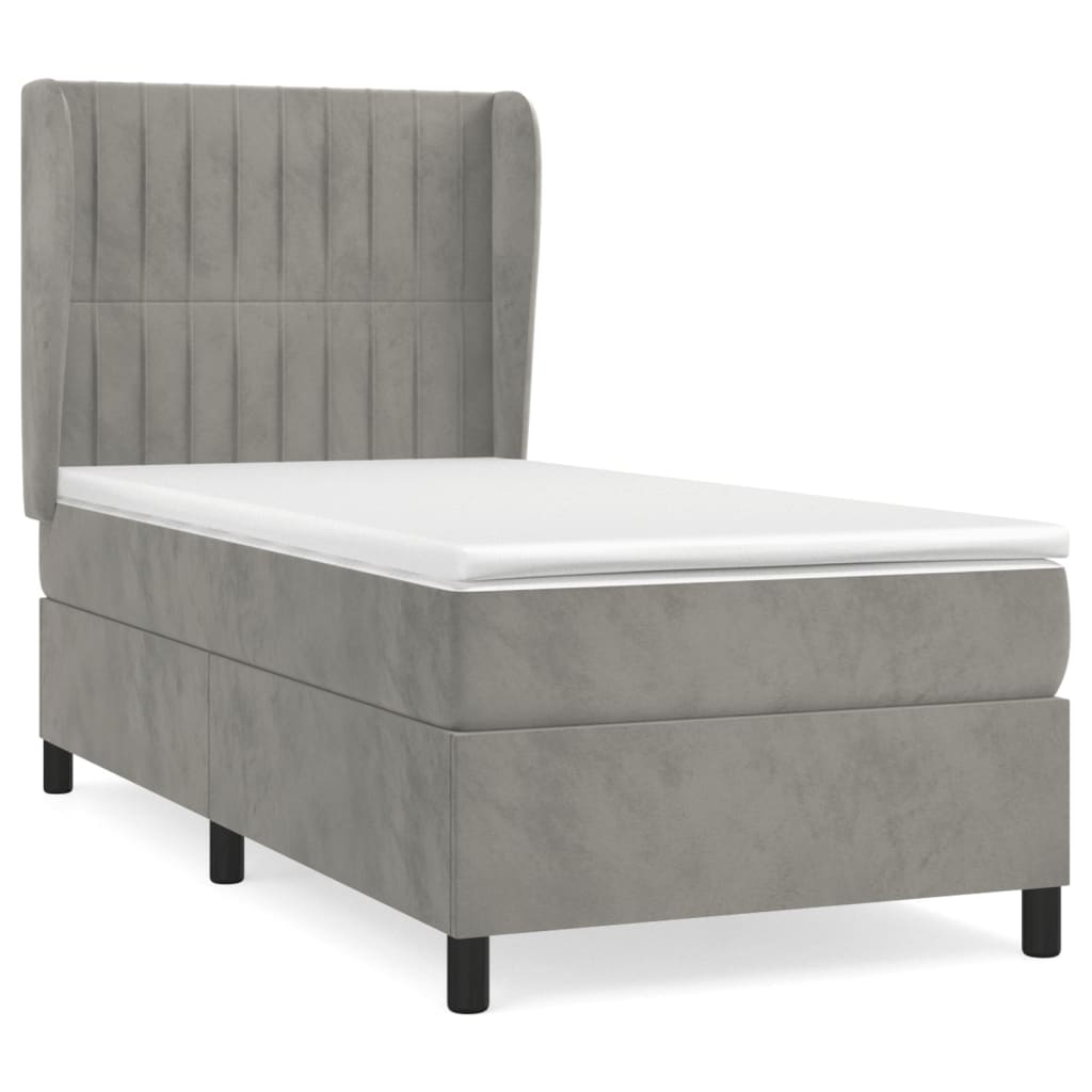 Giroletto a Molle con Materasso Grigio Chiaro 100x200cm Velluto | homemem39