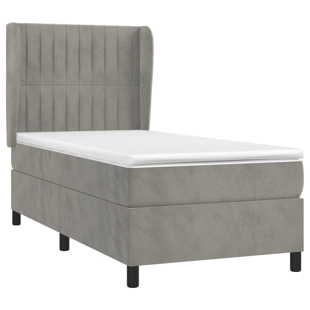 Giroletto a Molle con Materasso Grigio Chiaro 100x200cm Velluto | homemem39