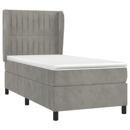 Giroletto a Molle con Materasso Grigio Chiaro 100x200cm Velluto | homemem39