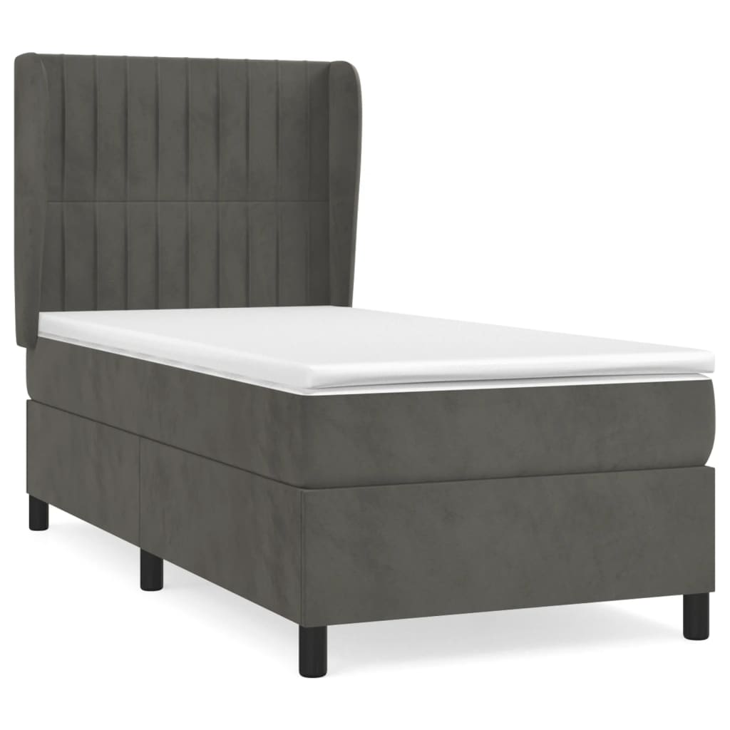 Giroletto a Molle con Materasso Grigio Scuro 100x200 cm Velluto | homemem39