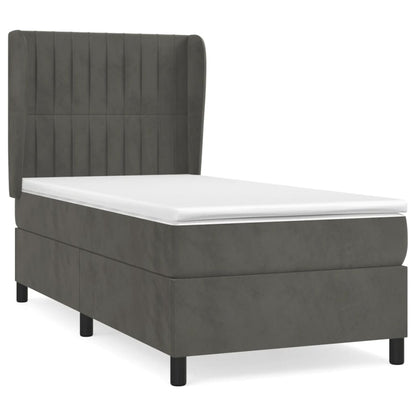 Giroletto a Molle con Materasso Grigio Scuro 100x200 cm Velluto | homemem39