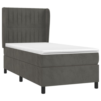 Giroletto a Molle con Materasso Grigio Scuro 100x200 cm Velluto | homemem39