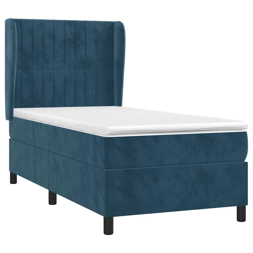 Giroletto a Molle con Materasso Blu Scuro 100x200 cm in Velluto | homemem39