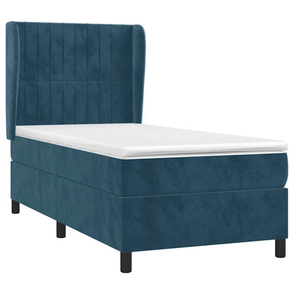 Giroletto a Molle con Materasso Blu Scuro 100x200 cm in Velluto | homemem39