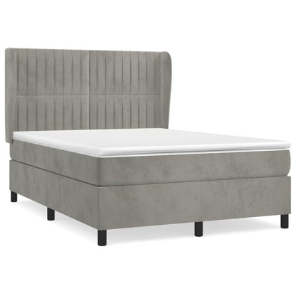 Giroletto a Molle con Materasso Grigio Chiaro 140x190cm Velluto | homemem39