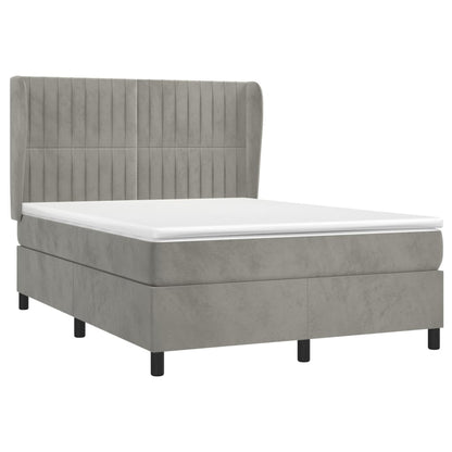 Giroletto a Molle con Materasso Grigio Chiaro 140x190cm Velluto | homemem39