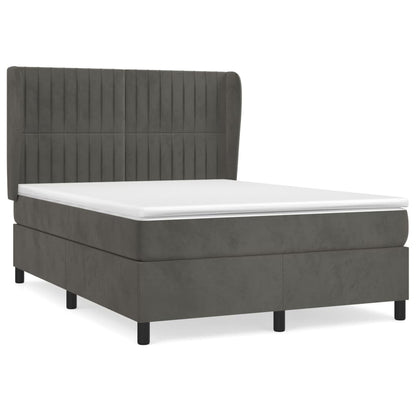 Giroletto a Molle con Materasso Grigio Scuro 140x190 cm Velluto | homemem39