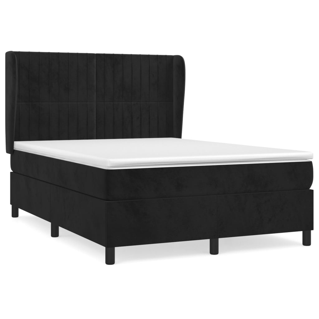 Giroletto a Molle con Materasso Nero 140x190 cm in Velluto | homemem39