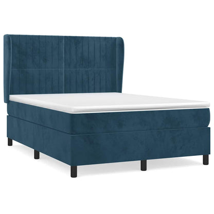 Giroletto a Molle con Materasso Blu Scuro 140x190 cm in Velluto | homemem39