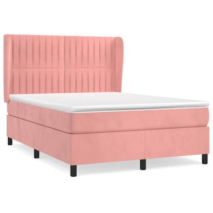 Giroletto a Molle con Materasso Rosa 140x190 cm in Velluto | homemem39