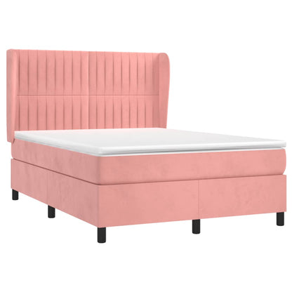 Giroletto a Molle con Materasso Rosa 140x190 cm in Velluto | homemem39