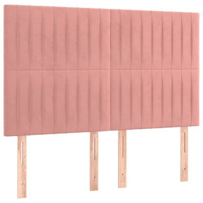 Giroletto a Molle con Materasso Rosa 140x190 cm in Velluto | homemem39