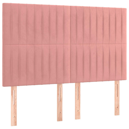 Giroletto a Molle con Materasso Rosa 140x190 cm in Velluto