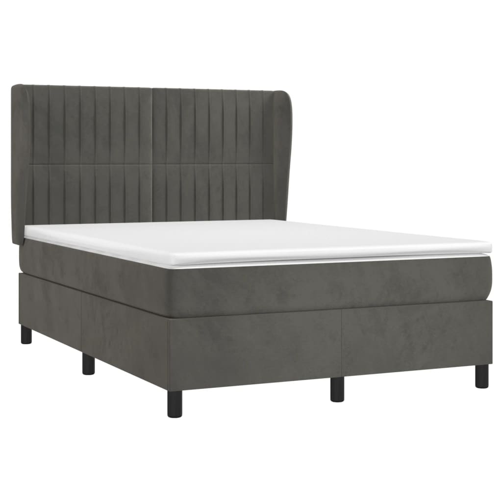 Giroletto a Molle con Materasso Grigio Scuro 140x200 cm Velluto | homemem39