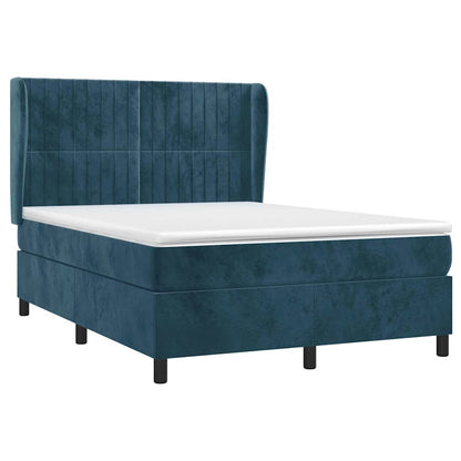 Giroletto a Molle con Materasso Blu Scuro 140x200 cm in Velluto
