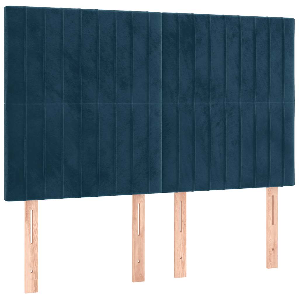 Giroletto a Molle con Materasso Blu Scuro 140x200 cm in Velluto | homemem39