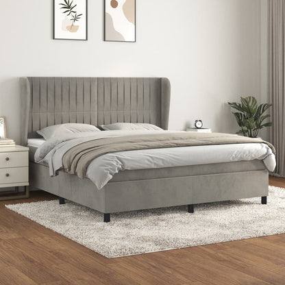 Giroletto a Molle con Materasso Grigio Chiaro 160x200cm Velluto | homemem39