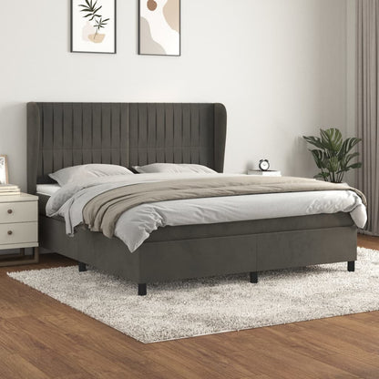 Giroletto a Molle con Materasso Grigio Scuro 160x200 cm Velluto | homemem39