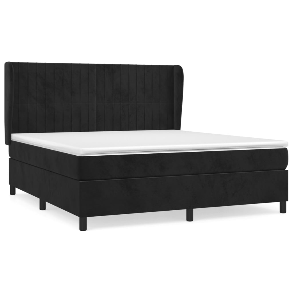 Giroletto a Molle con Materasso Nero 160x200 cm in Velluto | homemem39