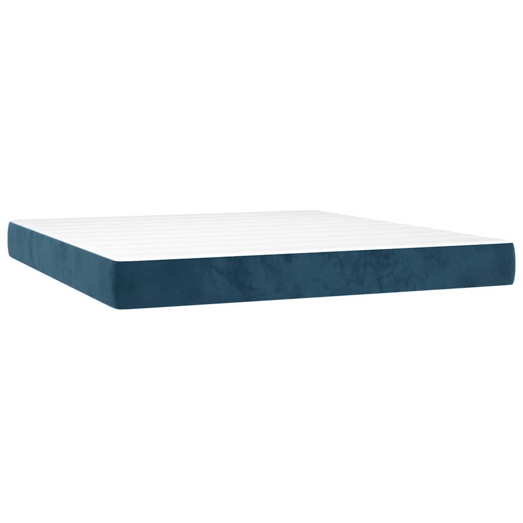 Giroletto a Molle con Materasso Blu Scuro 160x200 cm in Velluto | homemem39
