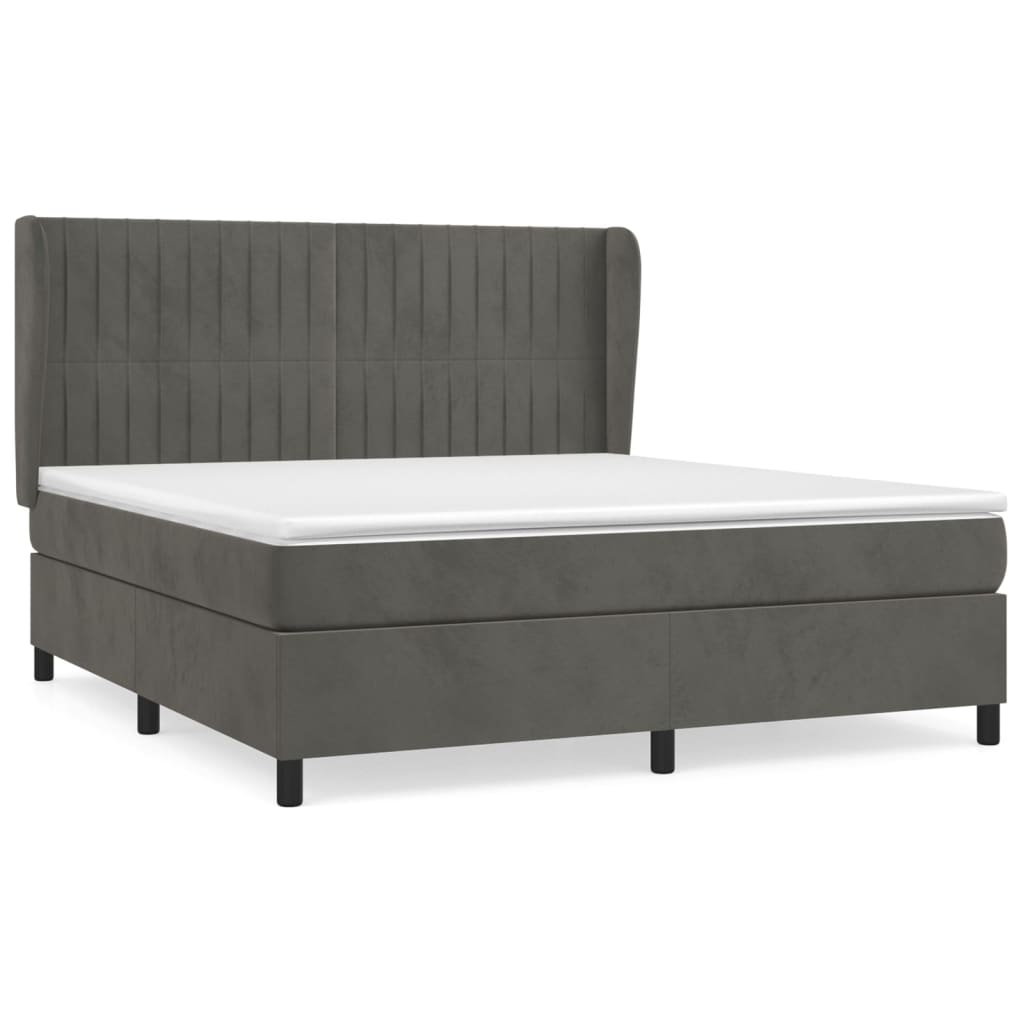Giroletto a Molle con Materasso Grigio Scuro 180x200 cm Velluto | homemem39