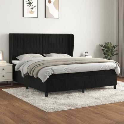Giroletto a Molle con Materasso Nero 180x200 cm in Velluto | homemem39