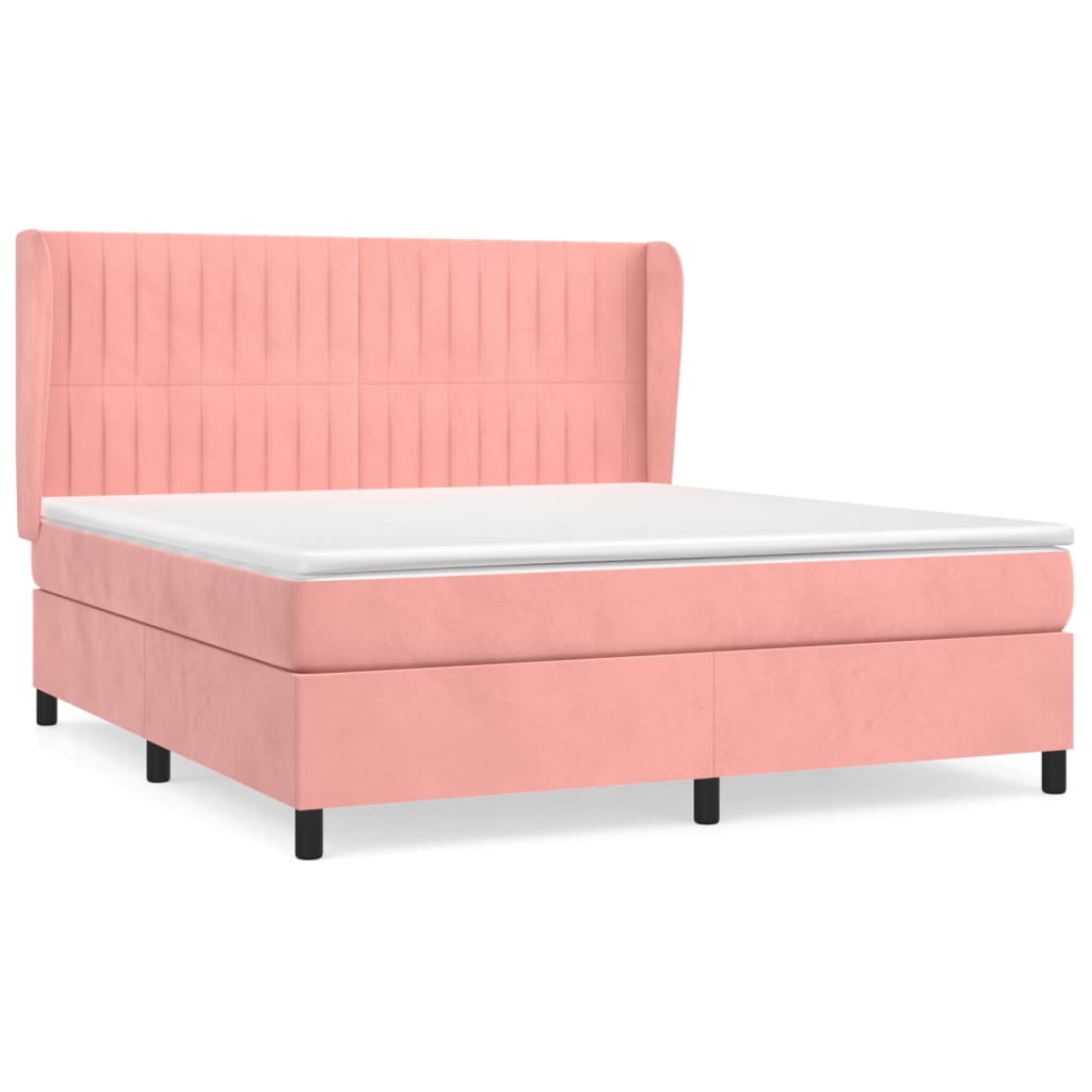 Giroletto a Molle con Materasso Rosa 180x200 cm in Velluto | homemem39