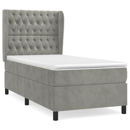 Giroletto a Molle con Materasso Grigio Chiaro 80x200 cm Velluto | homemem39