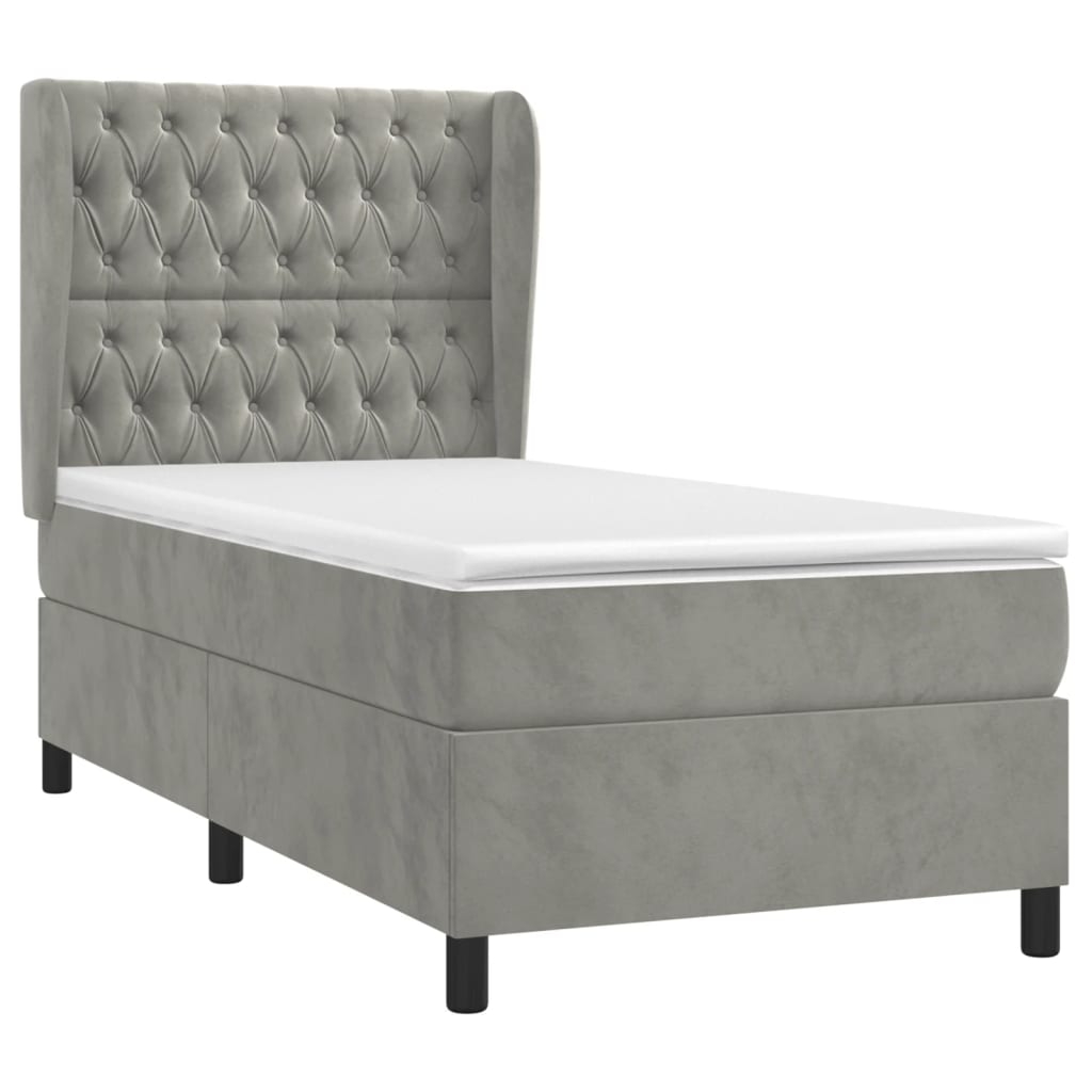 Giroletto a Molle con Materasso Grigio Chiaro 80x200 cm Velluto | homemem39