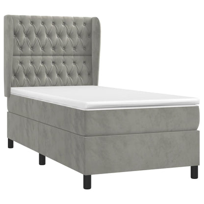 Giroletto a Molle con Materasso Grigio Chiaro 80x200 cm Velluto | homemem39
