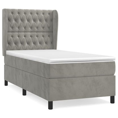 Giroletto a Molle con Materasso Grigio Chiaro 90x190 cm Velluto | homemem39