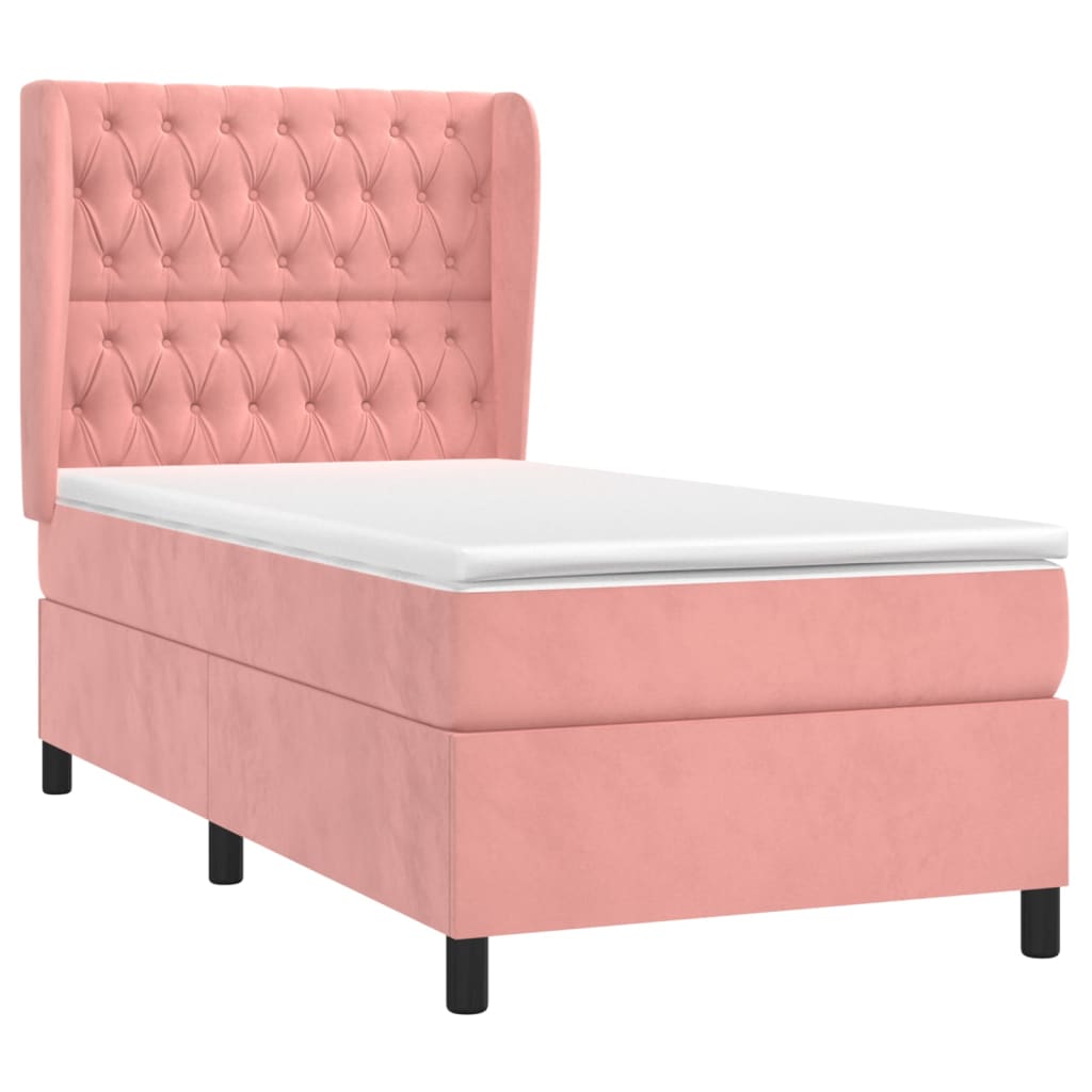 Giroletto a Molle con Materasso Rosa 90x200 cm in Velluto | homemem39