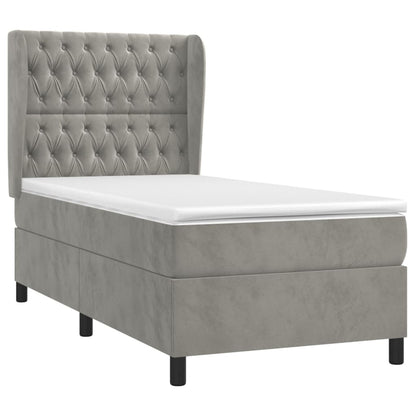 Giroletto a Molle con Materasso Grigio Chiaro 100x200cm Velluto | homemem39