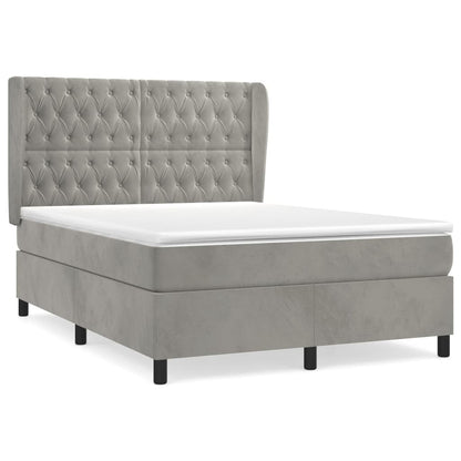 Giroletto a Molle con Materasso Grigio Chiaro 140x190cm Velluto | homemem39