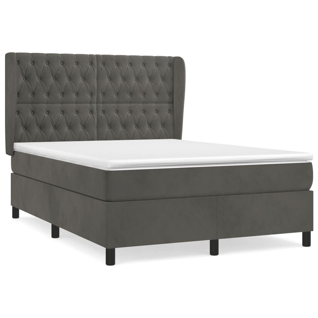 Giroletto a Molle con Materasso Grigio Scuro 140x190 cm Velluto | homemem39