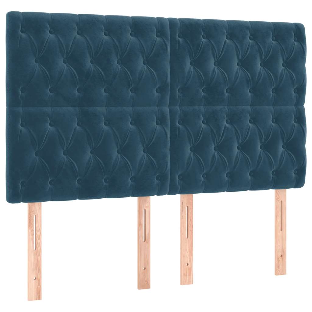 Giroletto a Molle con Materasso Blu Scuro 140x190 cm in Velluto | homemem39