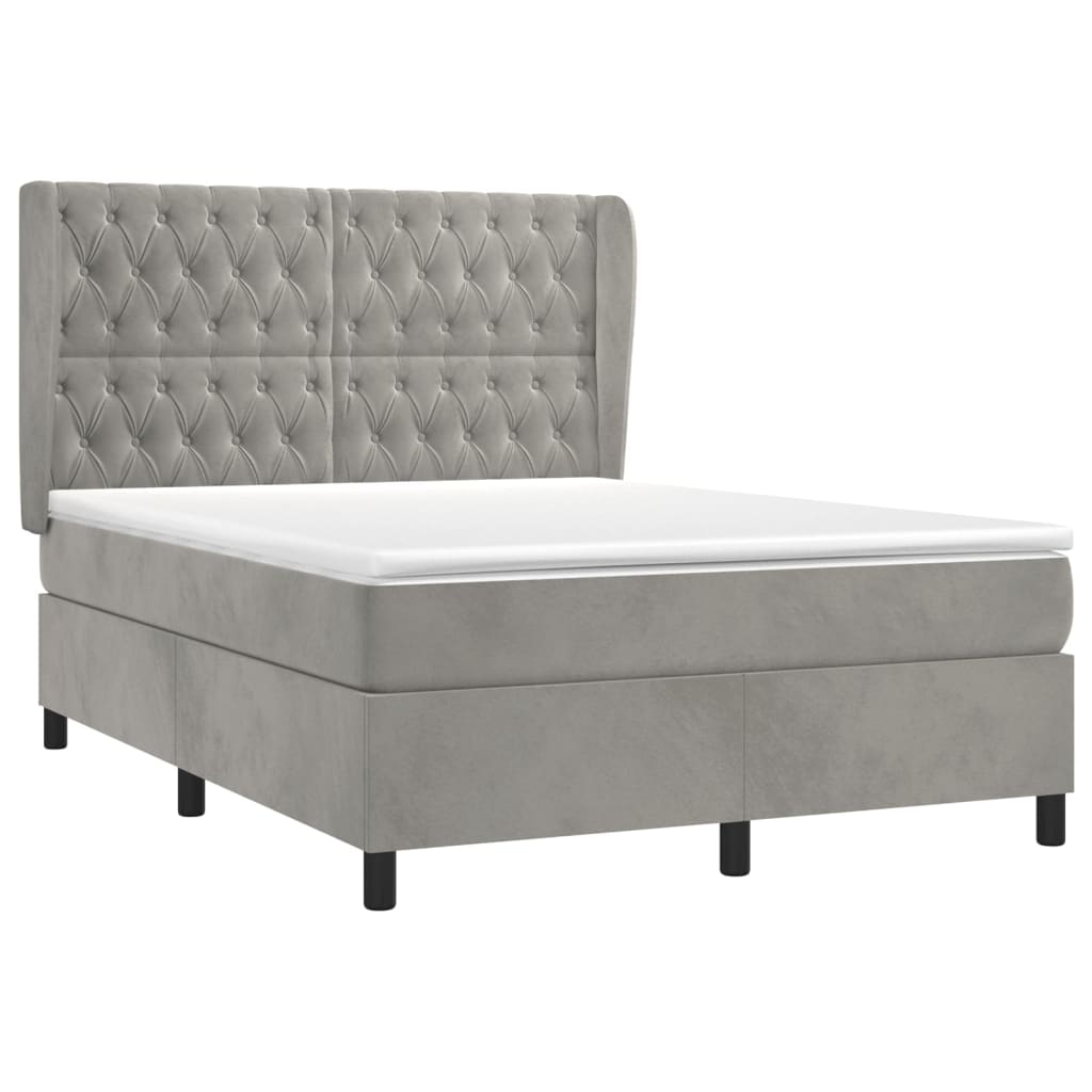 Giroletto a Molle con Materasso Grigio Chiaro 140x200cm Velluto | homemem39